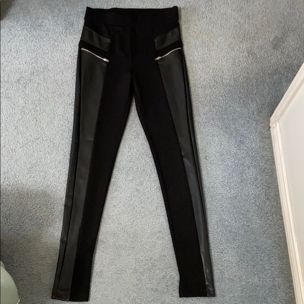 Forever 21 black leather legging panel pants